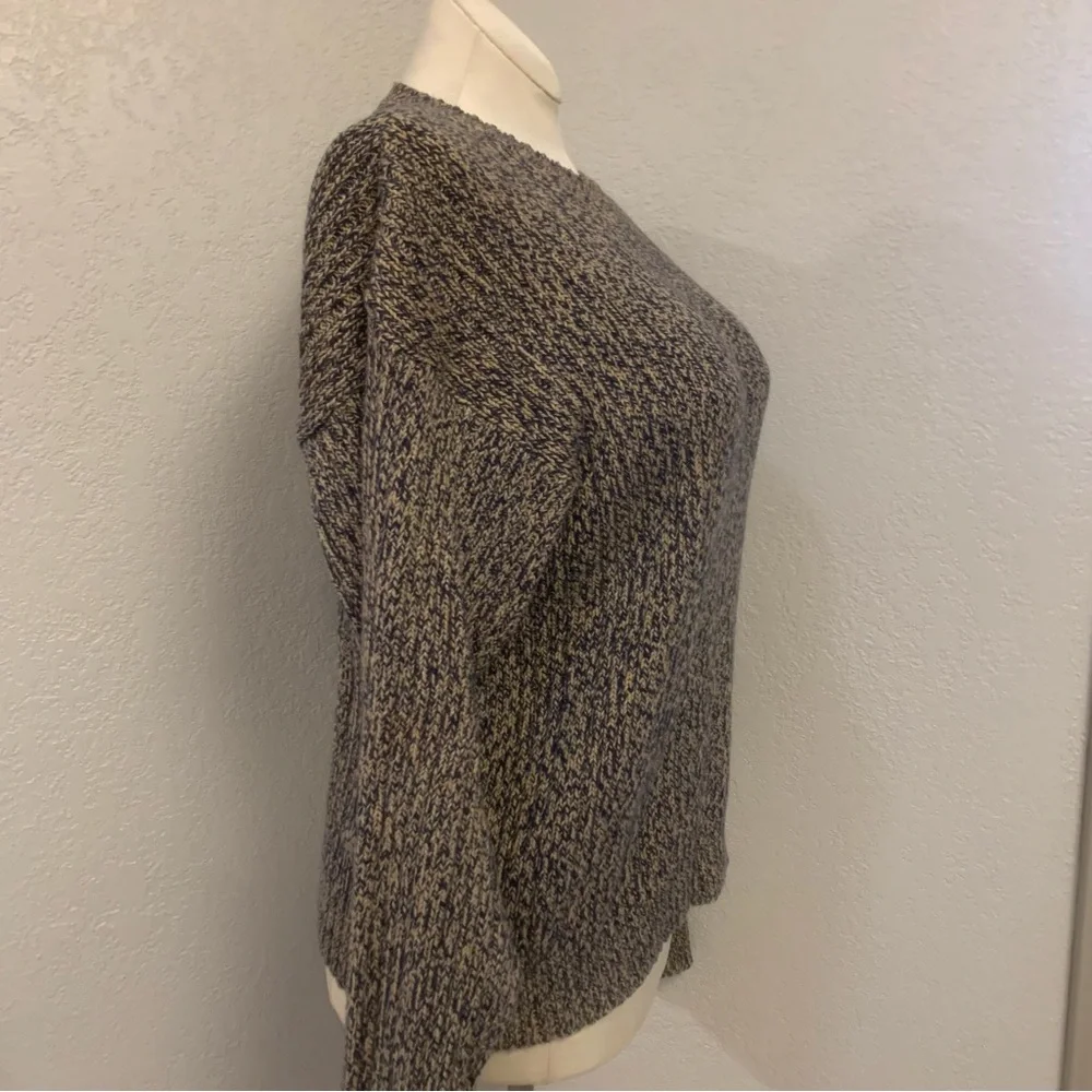 J. Crew Classic Crew Neck Sweater Navy Blue & Tan Boyfriend Style Women’s Medium